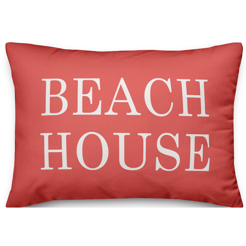 Textual Outdoor Throw Pillow, Coral