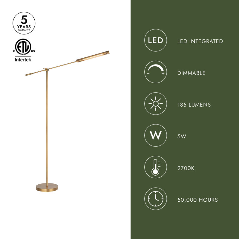 Astrid LED Floor Lamp, Vintage Brass