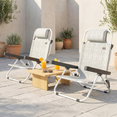 Ensemble de 2 chaises d'extérieur inclinables et pliantes