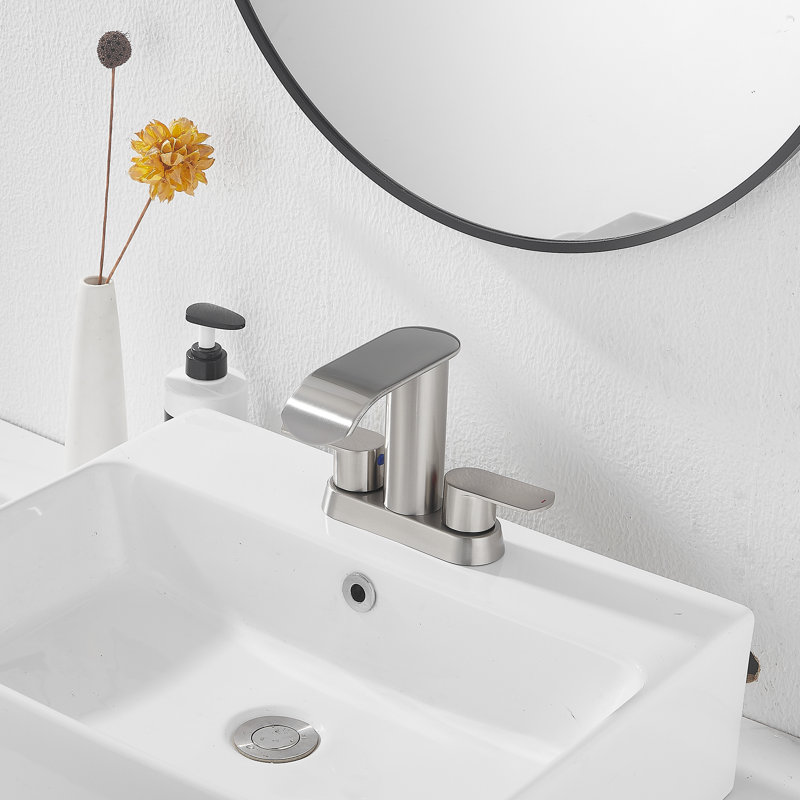 Centerset Bathroom Faucet, Brushed Nickel