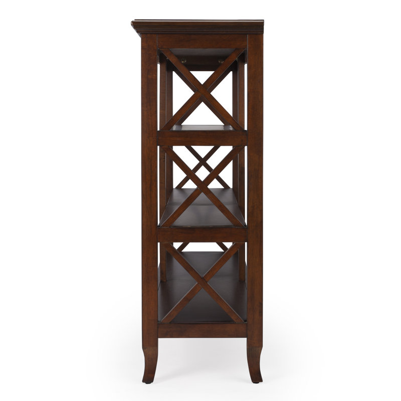 Brown Rubberwood and Birch Veneer Console Bookcase
