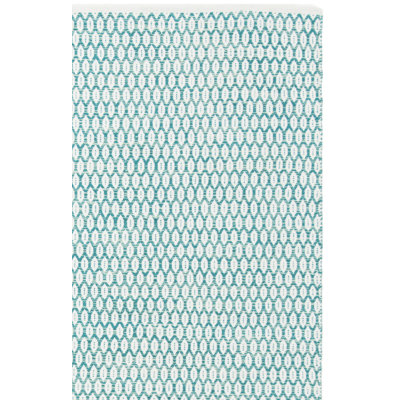 Tapis turquoise / ivoire en coton tissé à plat Modena