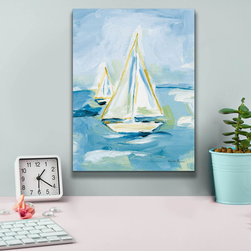  Art mural sur toile, "Réglage de la voile 2" par Farida Zaman, 12 po x 16 po, H 16 po x l 12 po