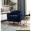 Chaise d'appoint de style Mid-Century moderne bleu, revêtement en tissu texturé, structure en bois massif, dossier à coutures latérales, pieds bruns, siège de 20,5 po de largeur de siège, tissu chenille, fabrication, ensemble de 26,5 po