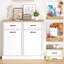 Armoire à ordures à double basculement double, armoire de rangement pour poubelle cachée 20 gallons, armoire à poubelle résistante aux animaux de compagnie pour la cuisine, le salon et la salle à manger, blanc