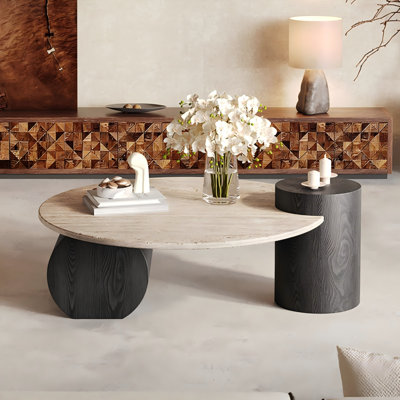 Table basse de 31,5 po de couleur bois simple et table de salle à manger en bois massif