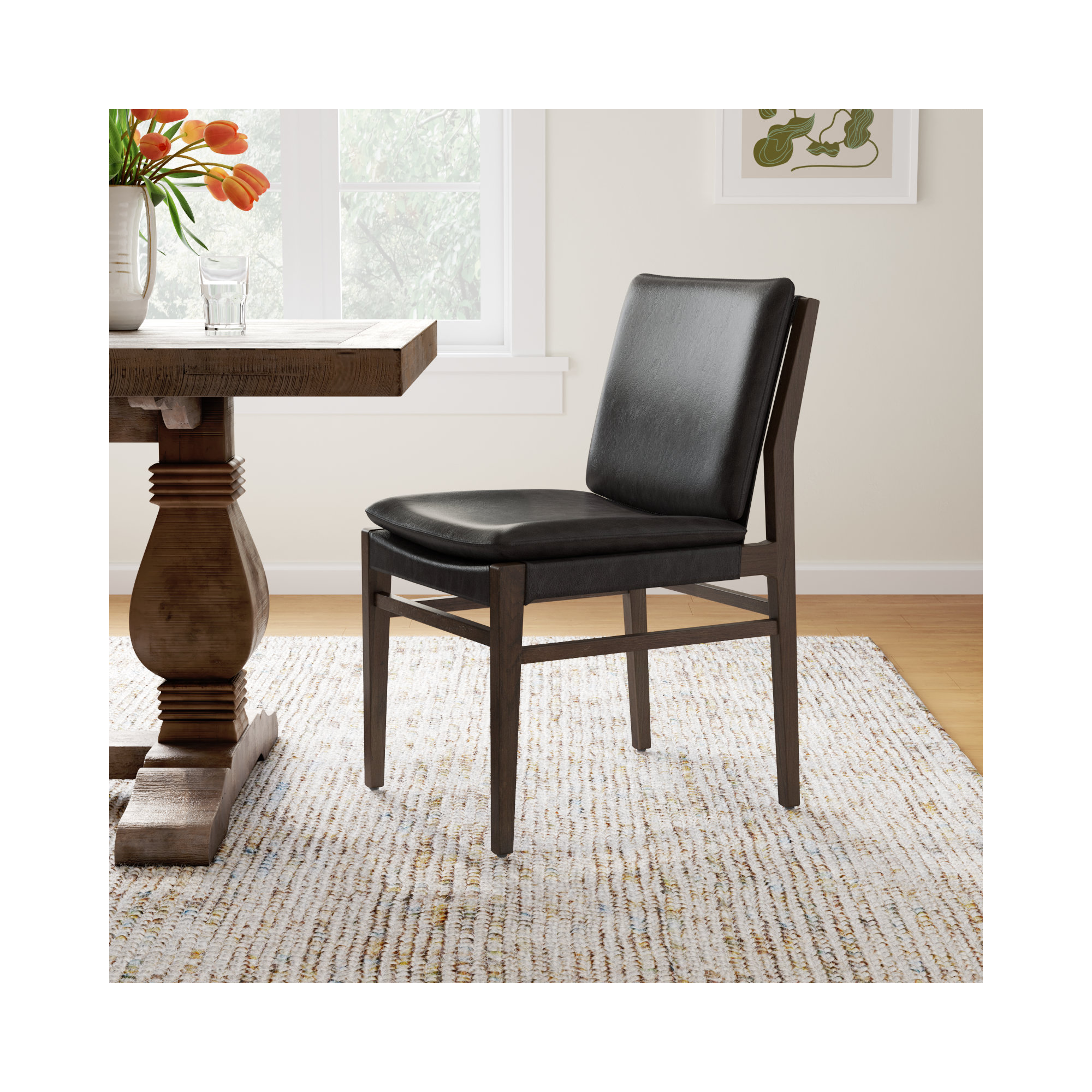 Wilson Leather Side Chair in Sonoma Black