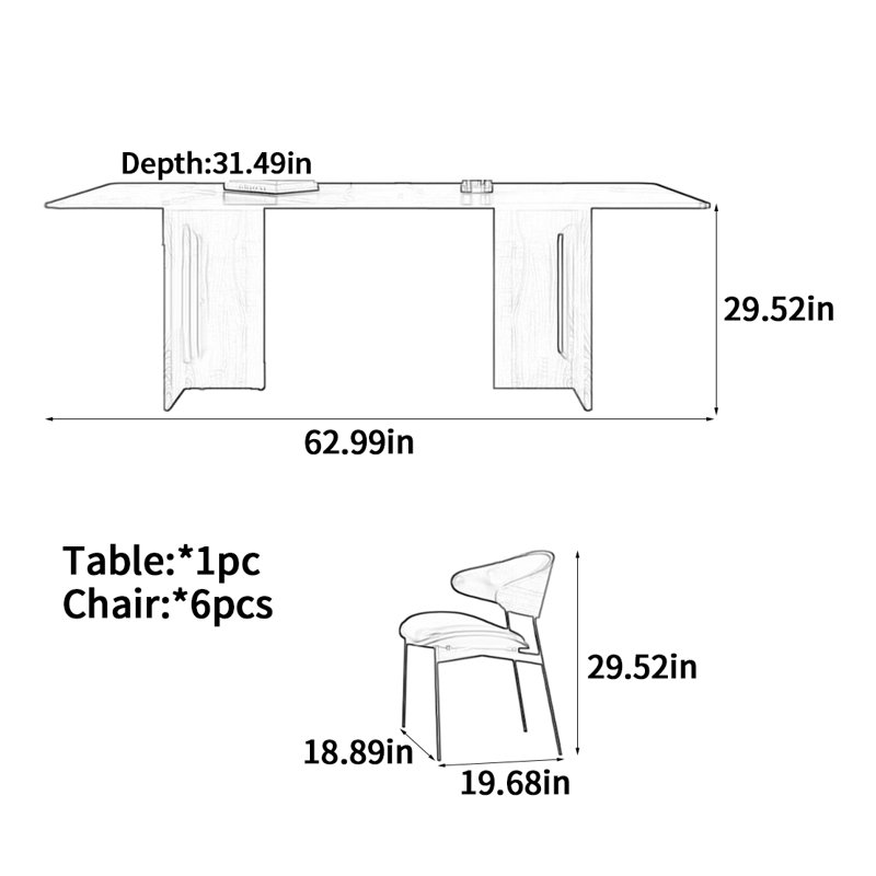 Table de salle à manger haut de gamme en bois massif rétro, H 29,52 po x L 62,99 po x l 31,49 po