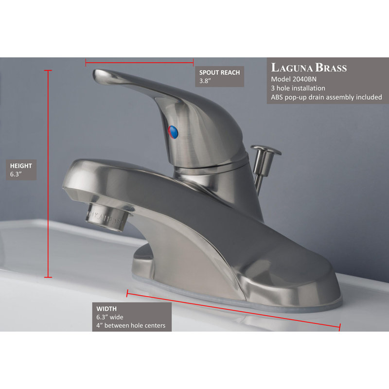 Centerset Single-handle Bathroom Faucet with Drain Assembly, Brushed Nickel