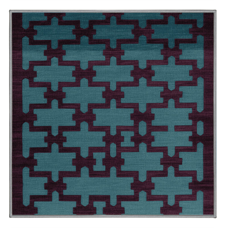 Tapis brun treillis lavable à la machine, Carré 6 pi