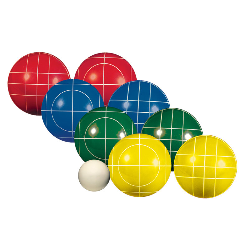 Pétanque classique avec étui de transport, H 4 po x l 4 po x P 16 po, Rouge / Jaune