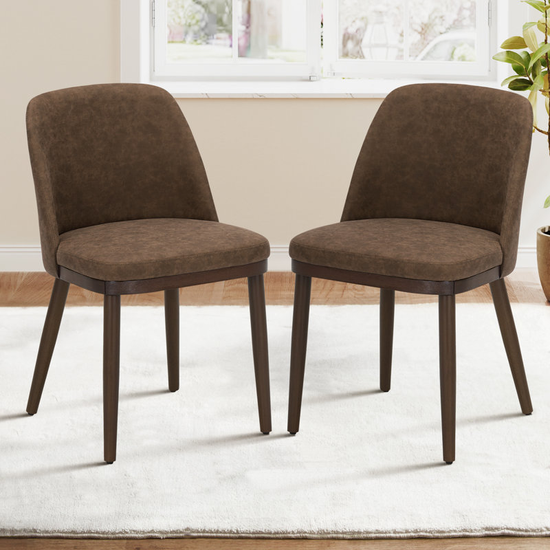 Chaise d'appoint rembourrée en similicuir et bois massif, Beige