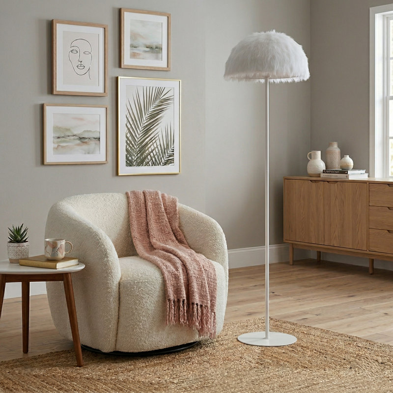 Lampe sur pied Traditional, Blanc, Blanc