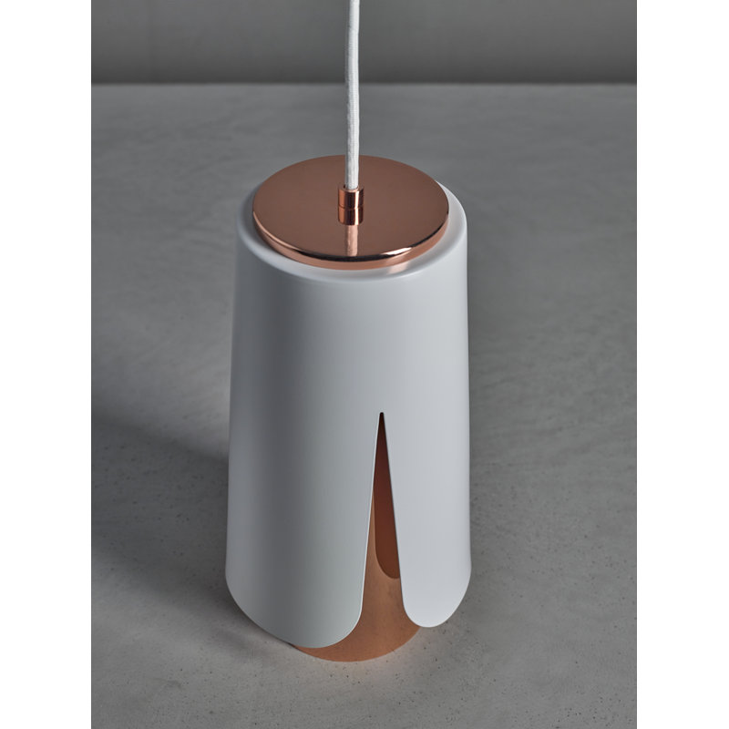 Tulipa 1 - Light Chrome Unique/Statement Pendant, Matt White/Polished Copper