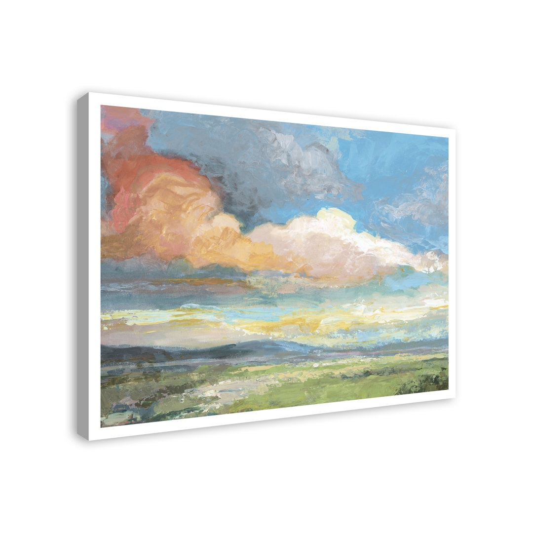 " Abstract Cloudy Days And Rolling Hills Landscape " Painting Print Canora Grey 