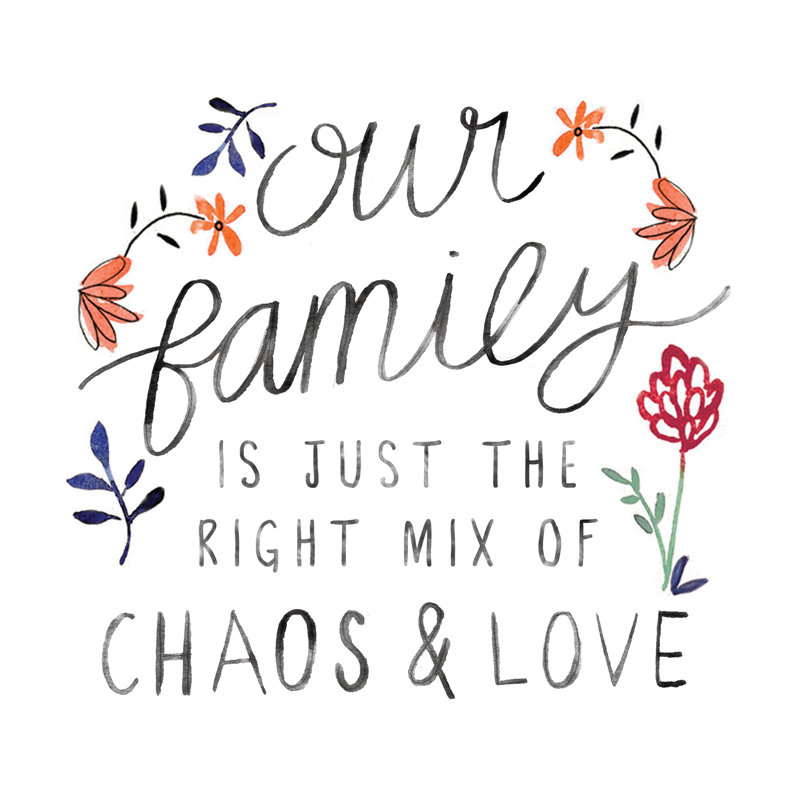 Family Chaos Love Flowers - Wrapped Canvas Art Prints, 76cm H x 76cm W 