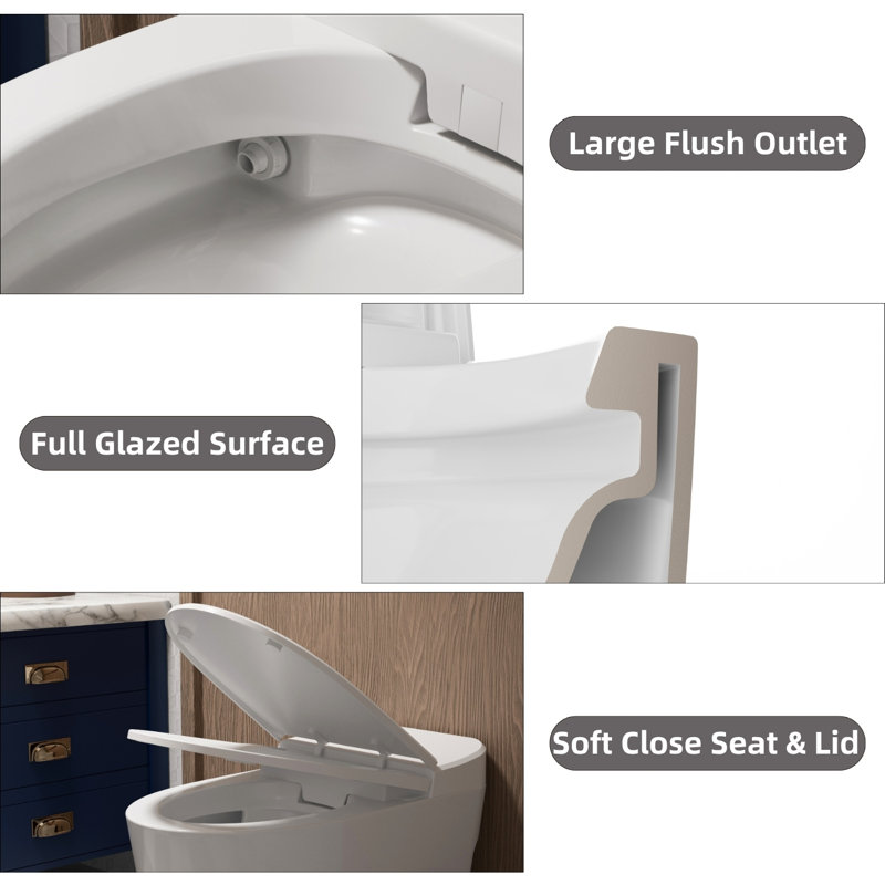 Los Flexi Non-Electric Toilet, Elongated Tankless Toilet, One-Piece Toilet for Bathroom, 17.3-inch ADA Height with Powerful Air Pressure-Assisted Flush, 1.0 GPF & 1000g MaP, 12-inch Rough-In