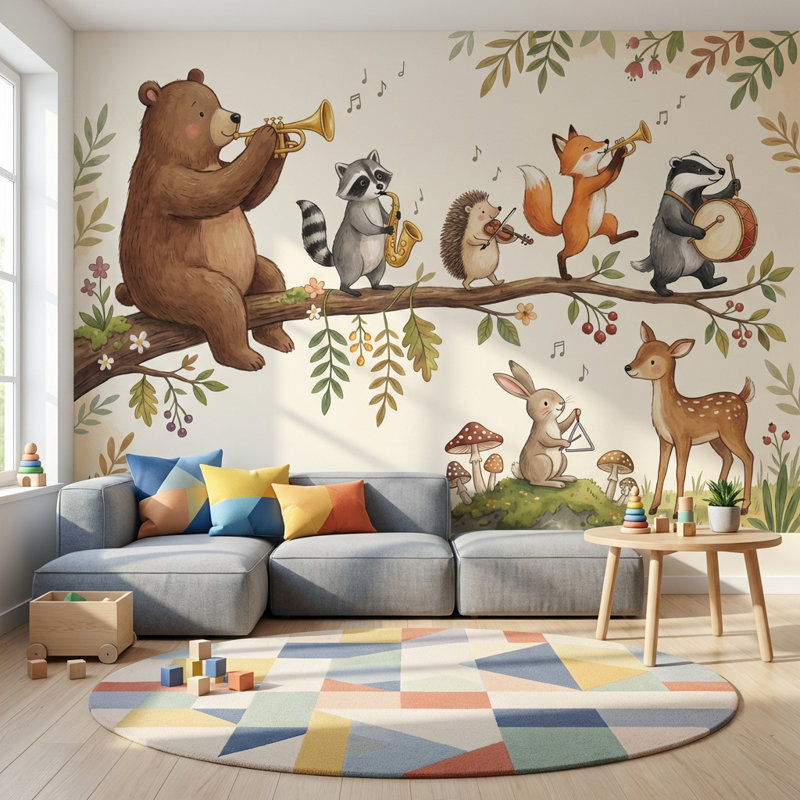 Papier peint animaux fantaisistes, nature, forêt, 140 po x 108 po, Peler et coller