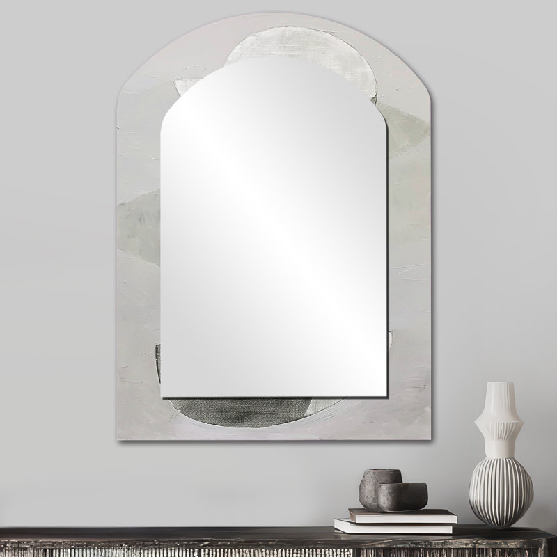 Minimalisme gris, formes simples, peinture II - miroir mural gris, 34 po x 25 po