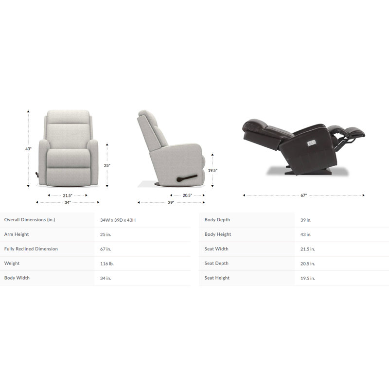 Fauteuil inclinable manuel pivotant Finley, Gris