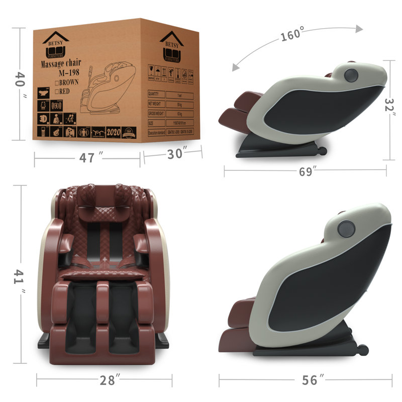 Fauteuil de massage inclinable électrique en similicuir, Brun