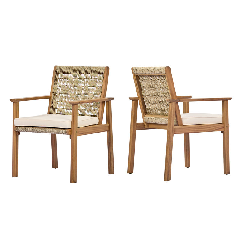 Chaises de salle à manger d'extérieur Ullman Modern Coastal Acacia, Teck clair