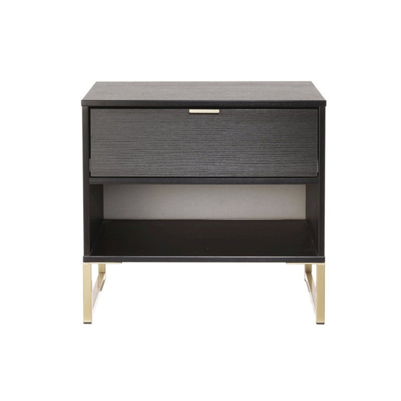 Fully Assembled Dolly 1 - Drawer Nightstand, Black