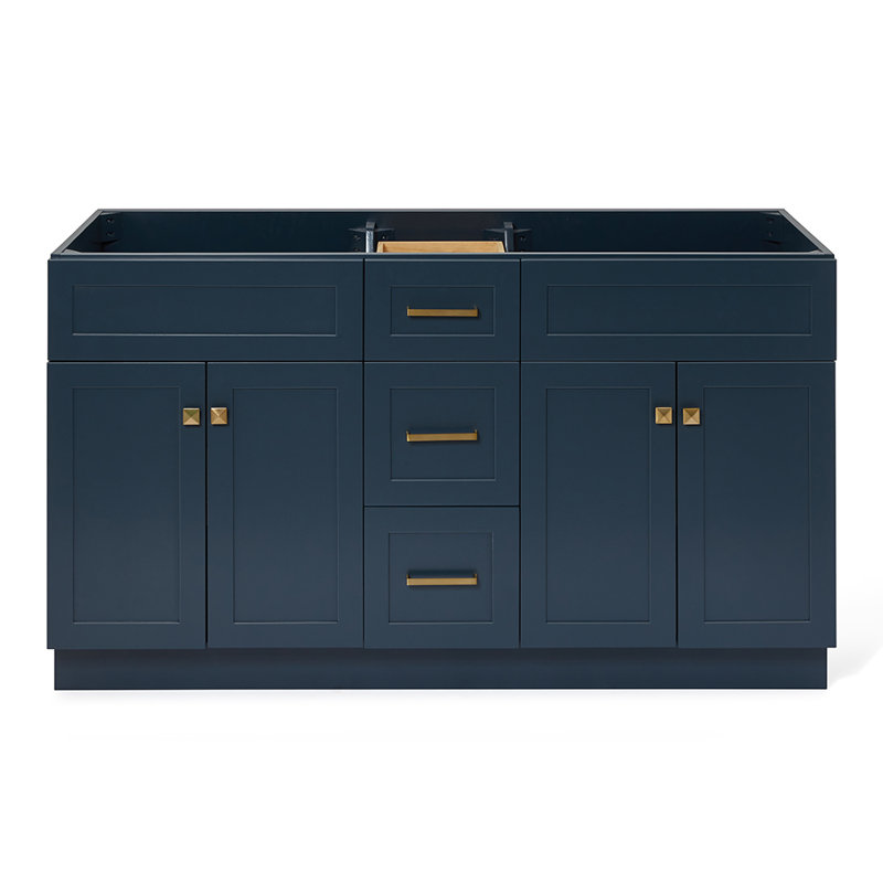 Paulla 60'' W Double Bathroom Vanity Base, Midnight Blue