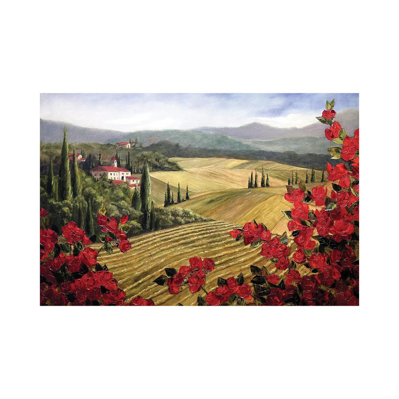 «Wild Roses» par Malenda Trick - peinture sur toile tendue, H 26 po x l 40 po x 1,5 po