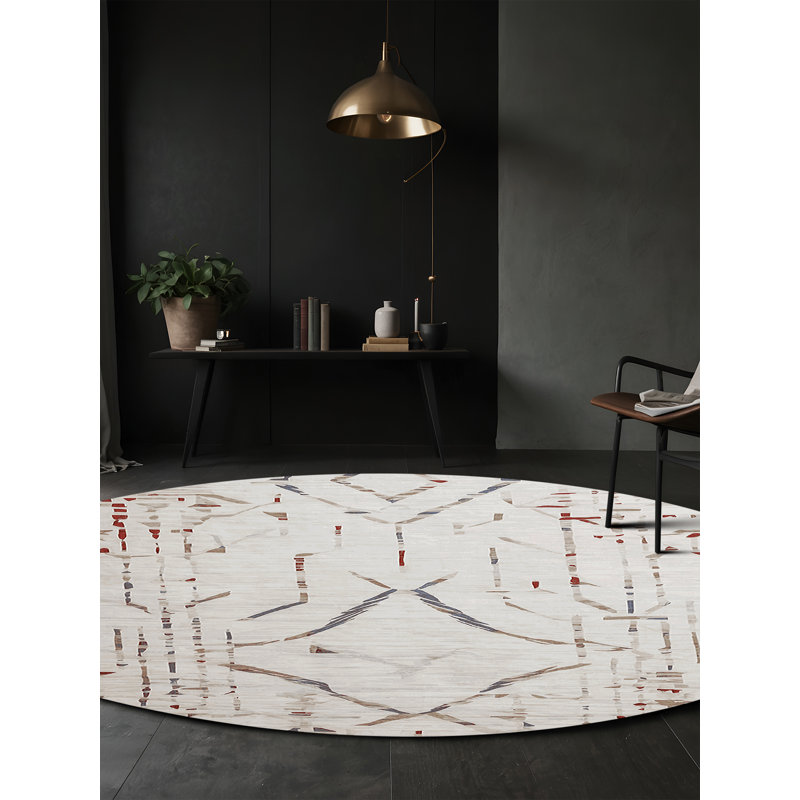 Tapis gris soyeux et moelleux, Rond 8 pi