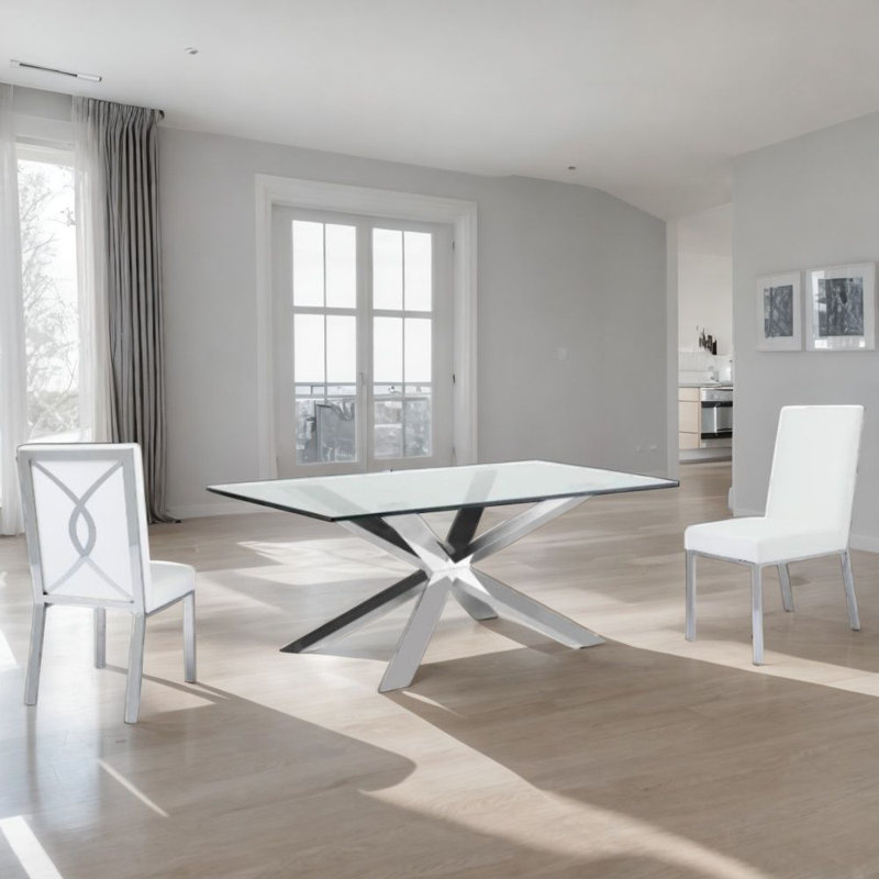 Table de salle à manger Chasta Annum, Argent argent, H 30 po x l 42 po x L 72 po