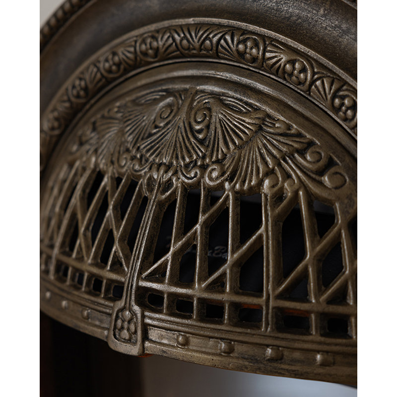 French retro solid wood carved simulated fire fireplace cabinet, 43.31" H x 47.24" W x 13.78" D