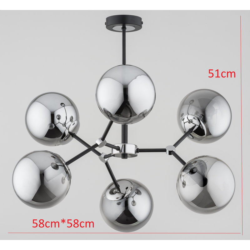 Ambrister 6 - Light Chandelier, Black, Silver