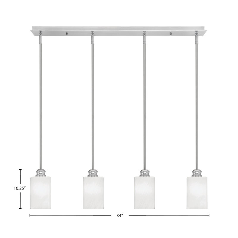 Luminaire suspendu linéaire 4 lumières Edge, Nickel brossé