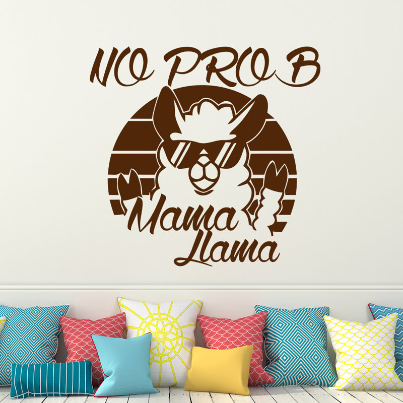 Décalcomanie murale "no prob maman llama", Brun