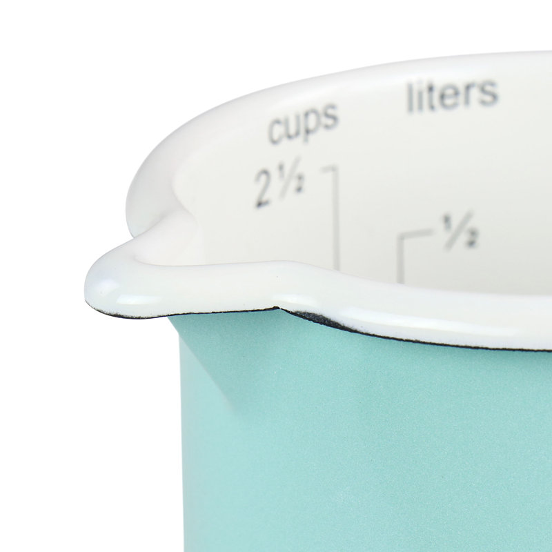 Martha Stewart Enamel On Steel Measuring Cup In Turquoise, 5" H x 6" W x 8" D