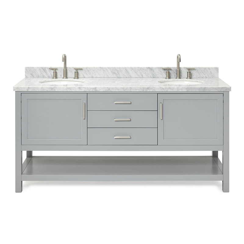 Bayhill 73'' W Double Vanity, Gray, Oval