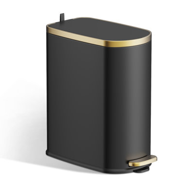 Poubelle de salle de bain 2,6 gallons avec couvercle à fermeture lente, pédale, poubelle en acier inoxydable de 9 L avec seau intérieur amovible, filtre à odeurs intégré, petite poubelle pour salle de bain, toilette, bureau à domicile, chambre à coucher