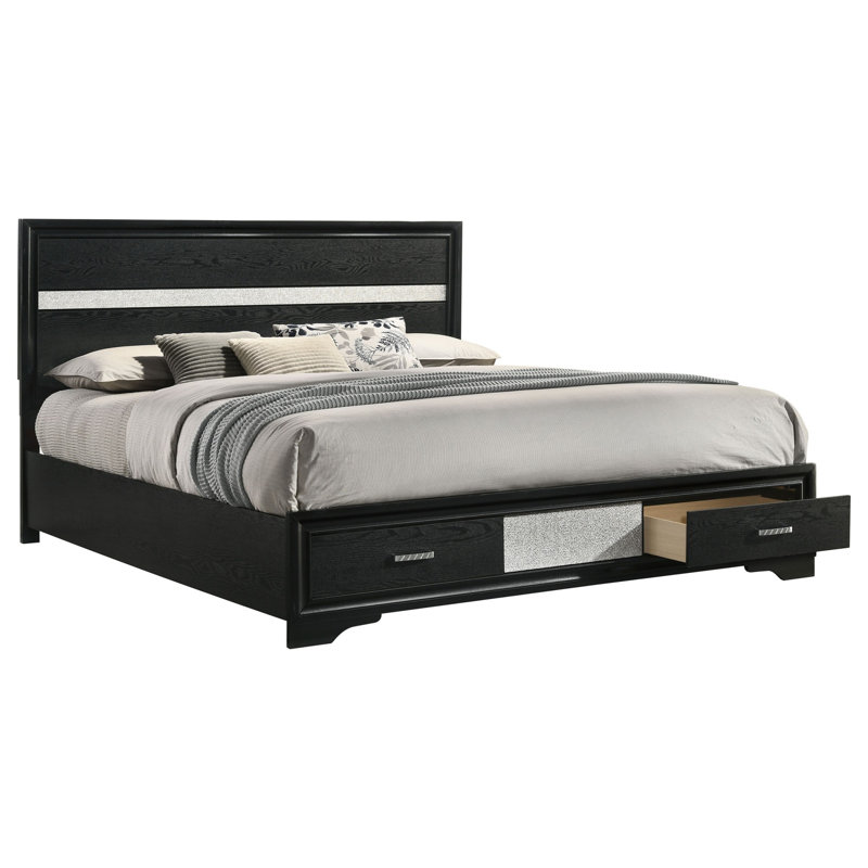 Lit avec rangement Mid-Century, California King, Black