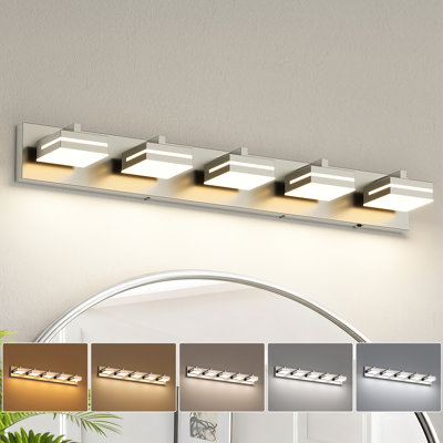 Modern Dimmable Bathroom LED Vanity Light over Mirror 5CCT Adjustable Lighting Fixture