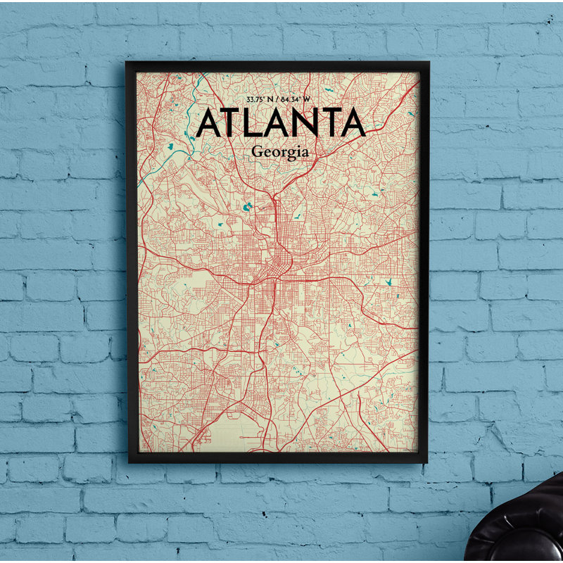 Atlanta City Map - No Frame Print, 70cm H x 50cm W x 0.13cm D