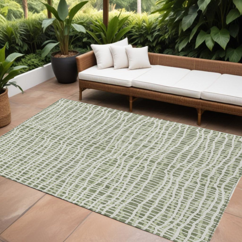 Tapis intérieur lavable rayé ivoire 8 pi x 10 pi