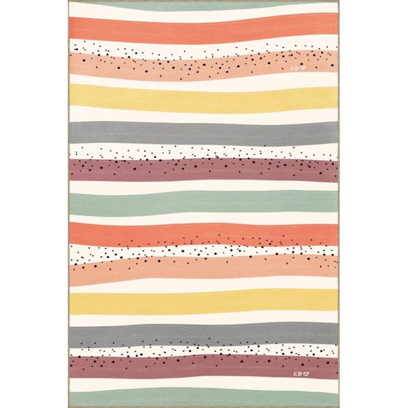 Tapis horizontal tissé à motifs de couleurs mélangées, Rectangle 2 pi 4 po x 4 pi