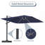Parasol carré déporté de 3,35 m avec éclairage DEL (bleu marine, base non incluse)-396890649