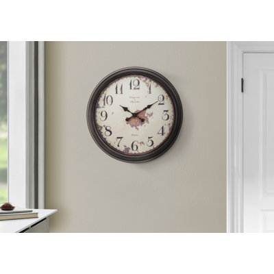 Clocks, 20" Round, Wall Clock, Brown, Transitional