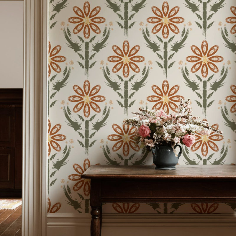 Papier peint floral, décoration murale bohémienne abstraite, Non tissé, non collé