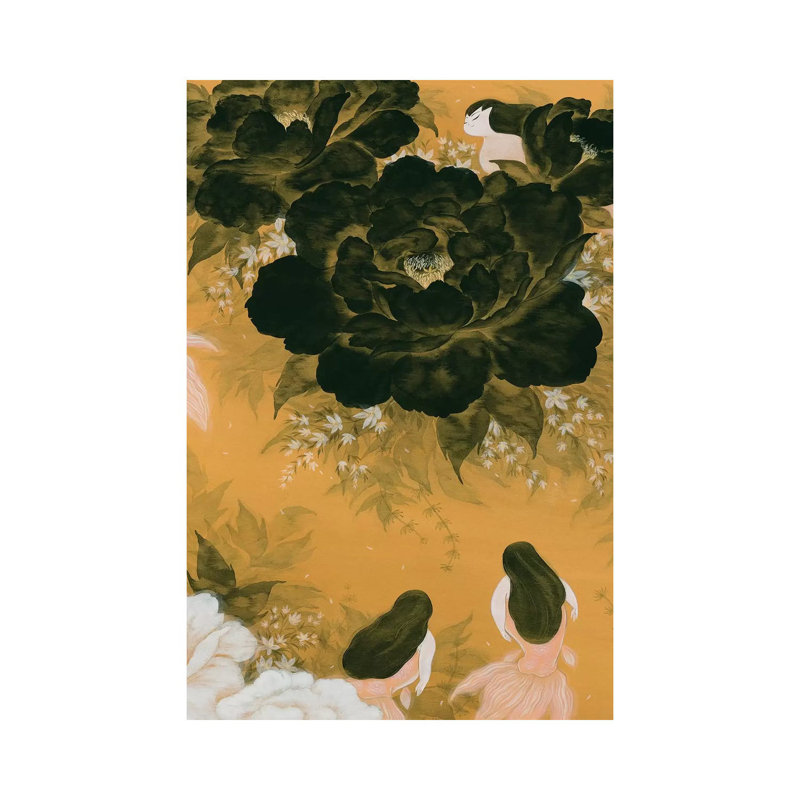 Goldfish Mermaid - Peony And Ballerinas III by Martin Hsu - Painting on Canvas, Wrapped Canvas, 20.32 cm H x 30.48 cm W