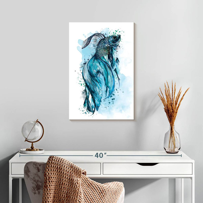 Blue Betta Fish Splash, H 24 po x l 16 po