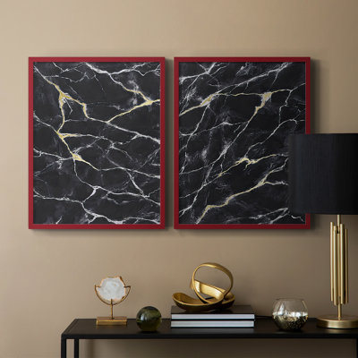 Black Marble I-Premium Framed Print -Ready to Hang - No Nails Required - No Nails Required