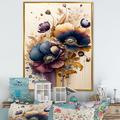 «Night Shade Poppy Floral Design II», reproduction sur toile